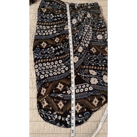 Veronica Beard 100% Silk Skirt Sz 4 Black Floral Sarong Knot Boho Office High Lo - Picture 15 of 16